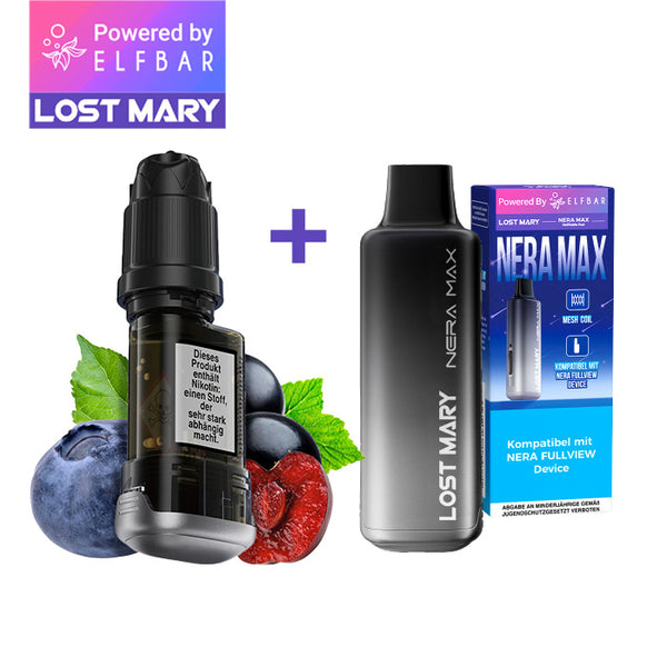 ELFBAR LOST MARY NERA MAX Refill Container Blueberry Cherry Blackberry inkl. Refillable Pod