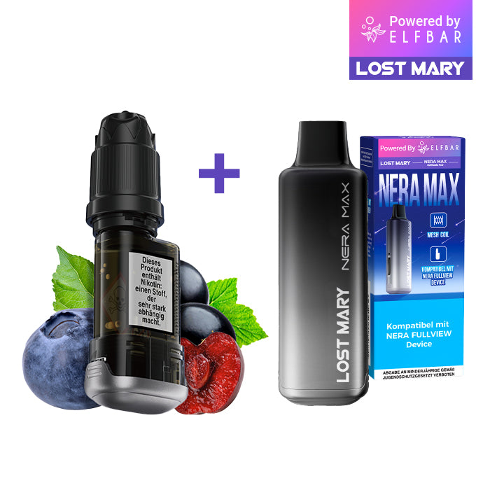 ELFBAR LOST MARY NERA MAX Refill Container Blueberry Cherry Blackberry inkl. Refillable Pod