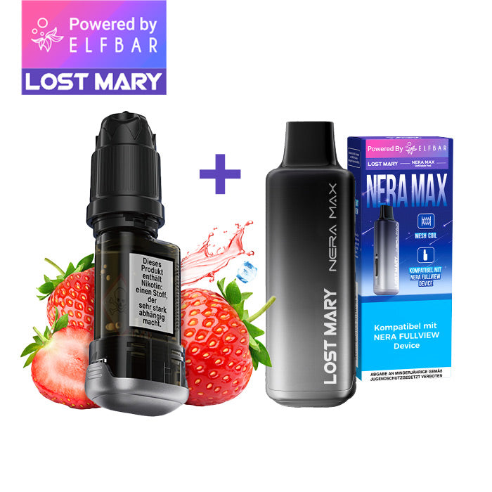 ELFBAR LOST MARY NERA MAX Refill Container Strawberry Ice inkl. Refillable Pod