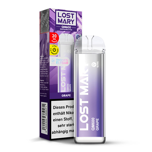 ELFBAR LOST MARY QM600 - Grape 20mg Nikotin