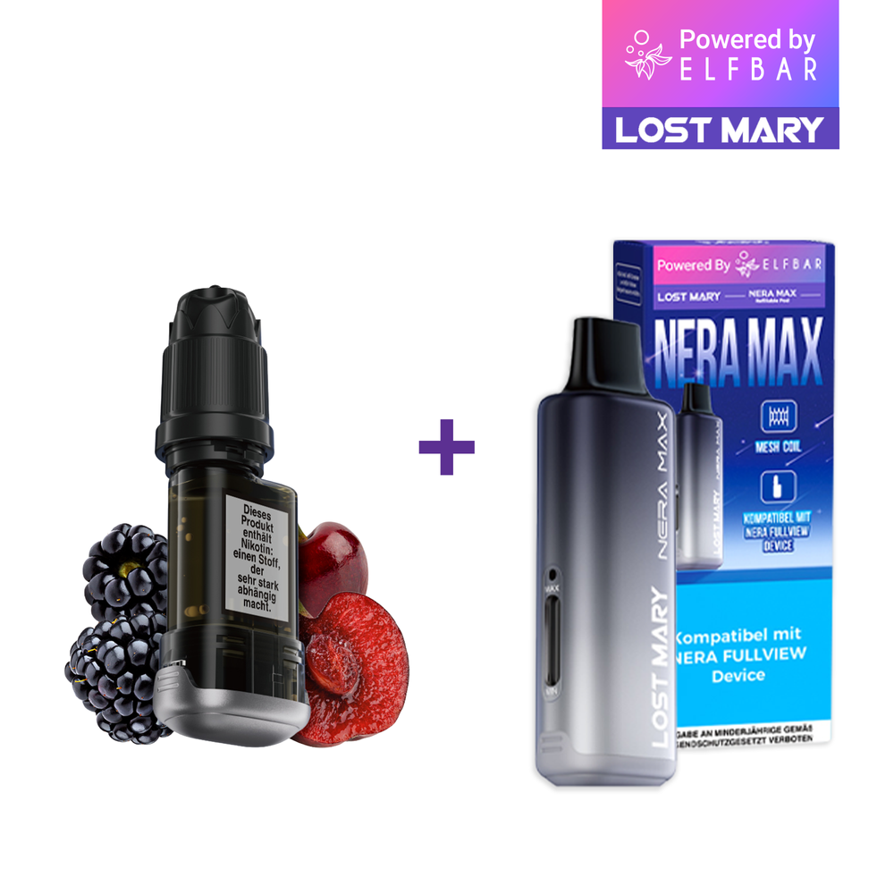 LOST MARY NERA MAX Refill Container Blackberry Cherry inkl. Refillable Pod