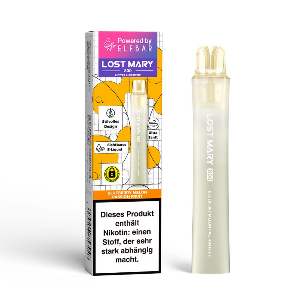 ELFBAR LOST MARY 800 Blueberry Melon Passion Fruit 20mg Nikotin Einweg Vape
