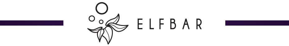 Zeigt das ELFBAR Logo in schwarz mit offenen Linien links und rechts vor weißem Hintergrund